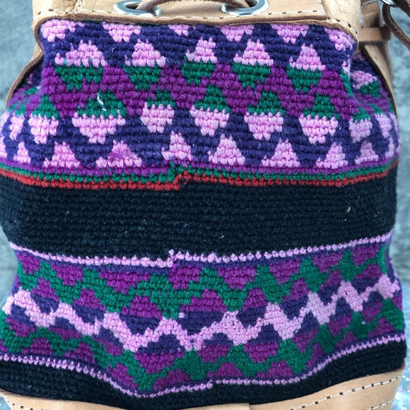 Cute purple and pink small Authentic African Drawstring Satchel Purse - Picture 3 of 15